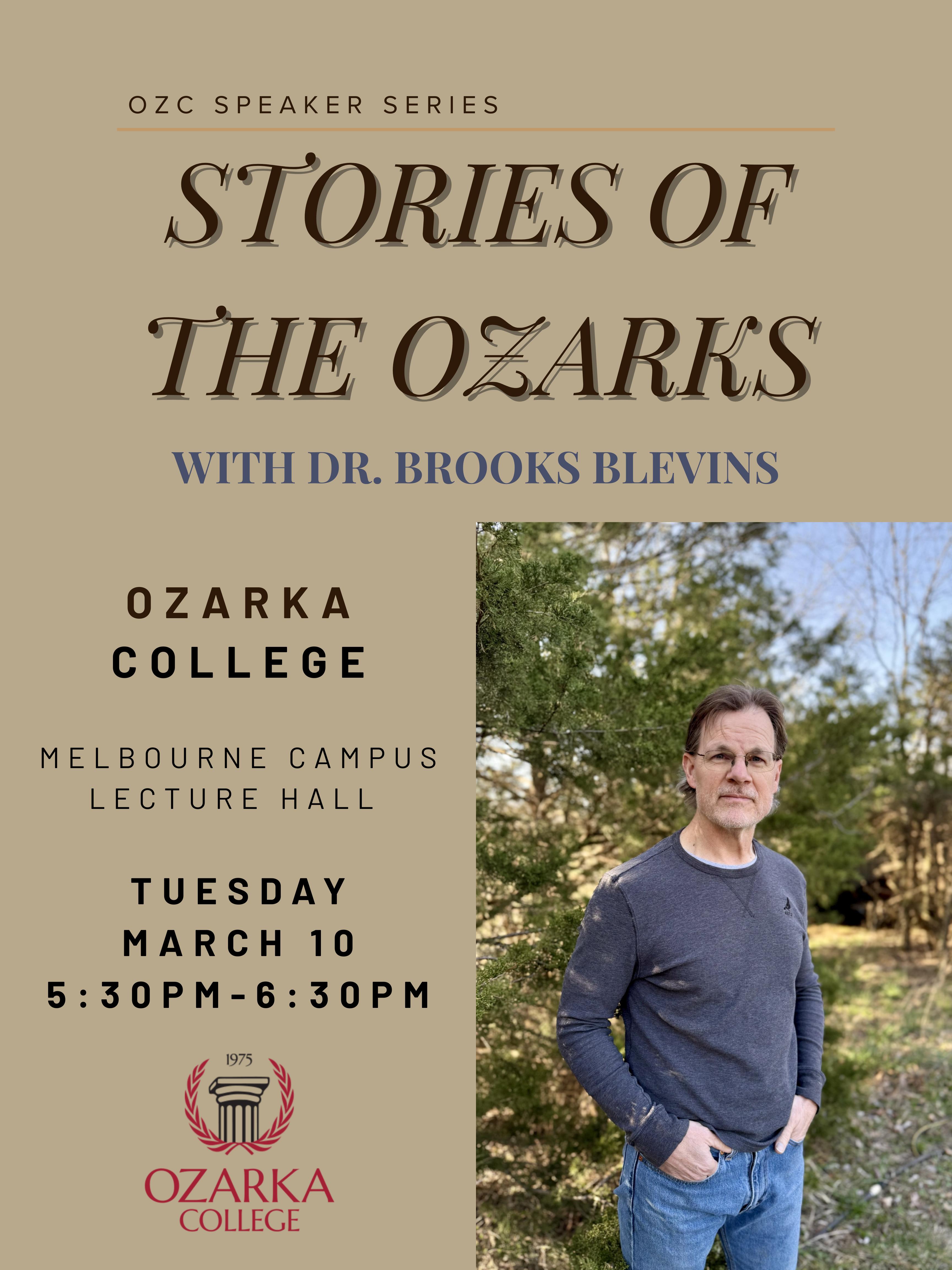 Dr. Brooks Blevins to Speak at Ozarka College